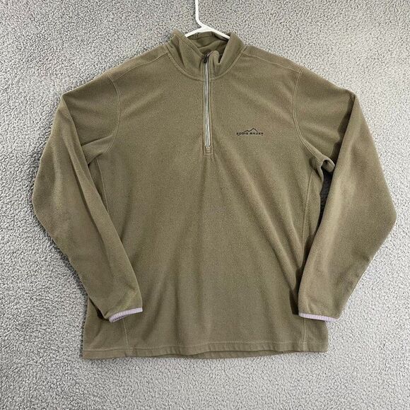 Eddie Bauer 1/4 Zip  Men LT Green Outdoor Hiking Fleece Pullover - Picture 1 of 9